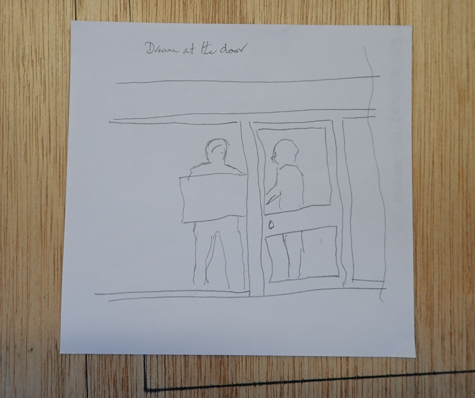 The pencil sketch of At the door.