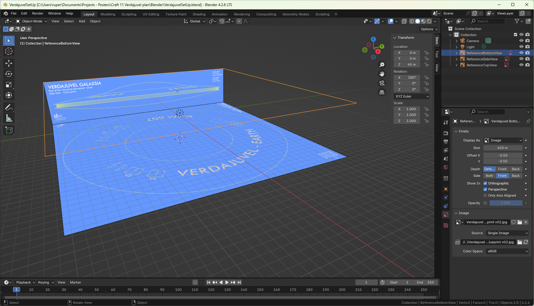 The Verdajuvel blueprints in Blender.