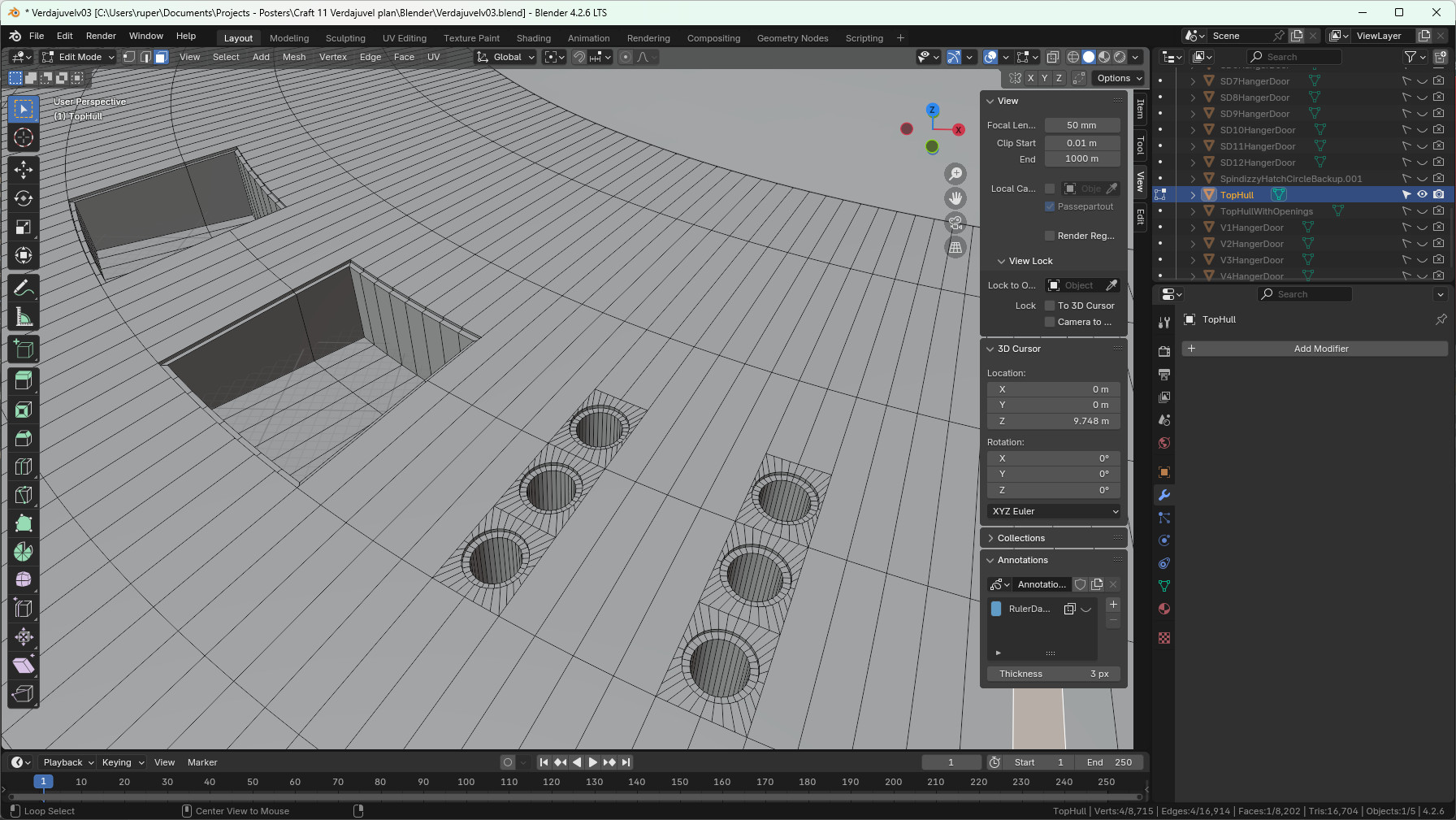 Details of the hangers for V Ships and Spindizzies.
